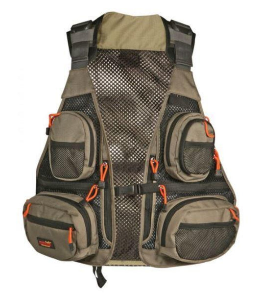 Breathable mesh fishing vest with 10 zippered pockets and net holder – essential fishing gear and accessories for anglers who love to go fishing.
