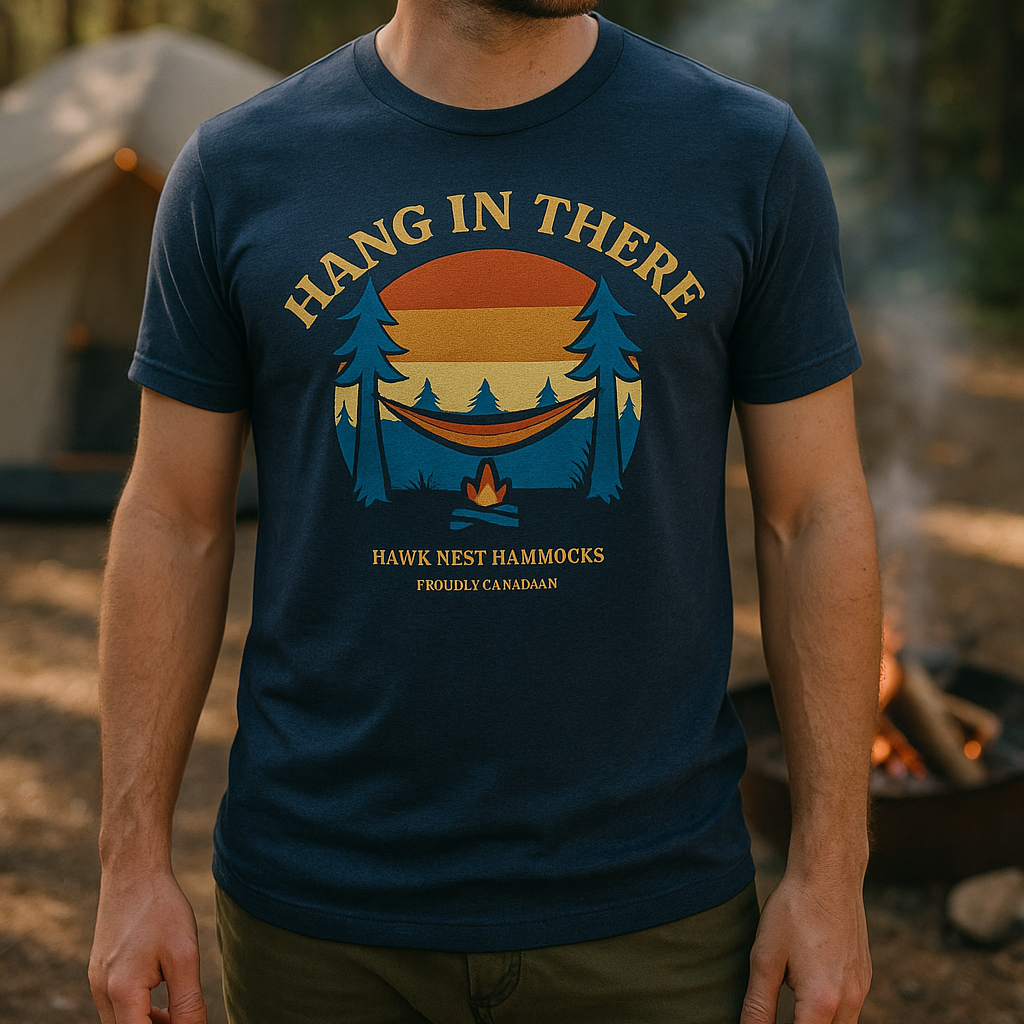 Hawk Nest  Cotton T-Shirt "Hang In There"