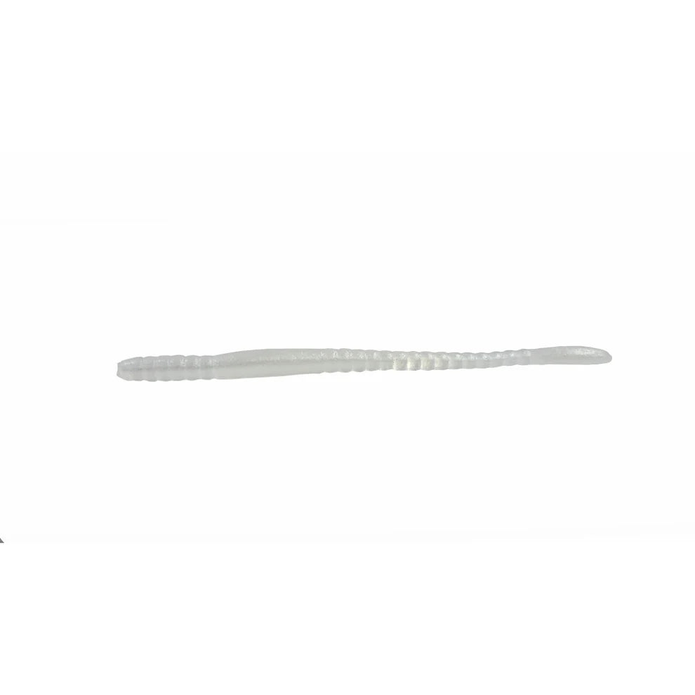 White worm finesse fishing lure on a white background