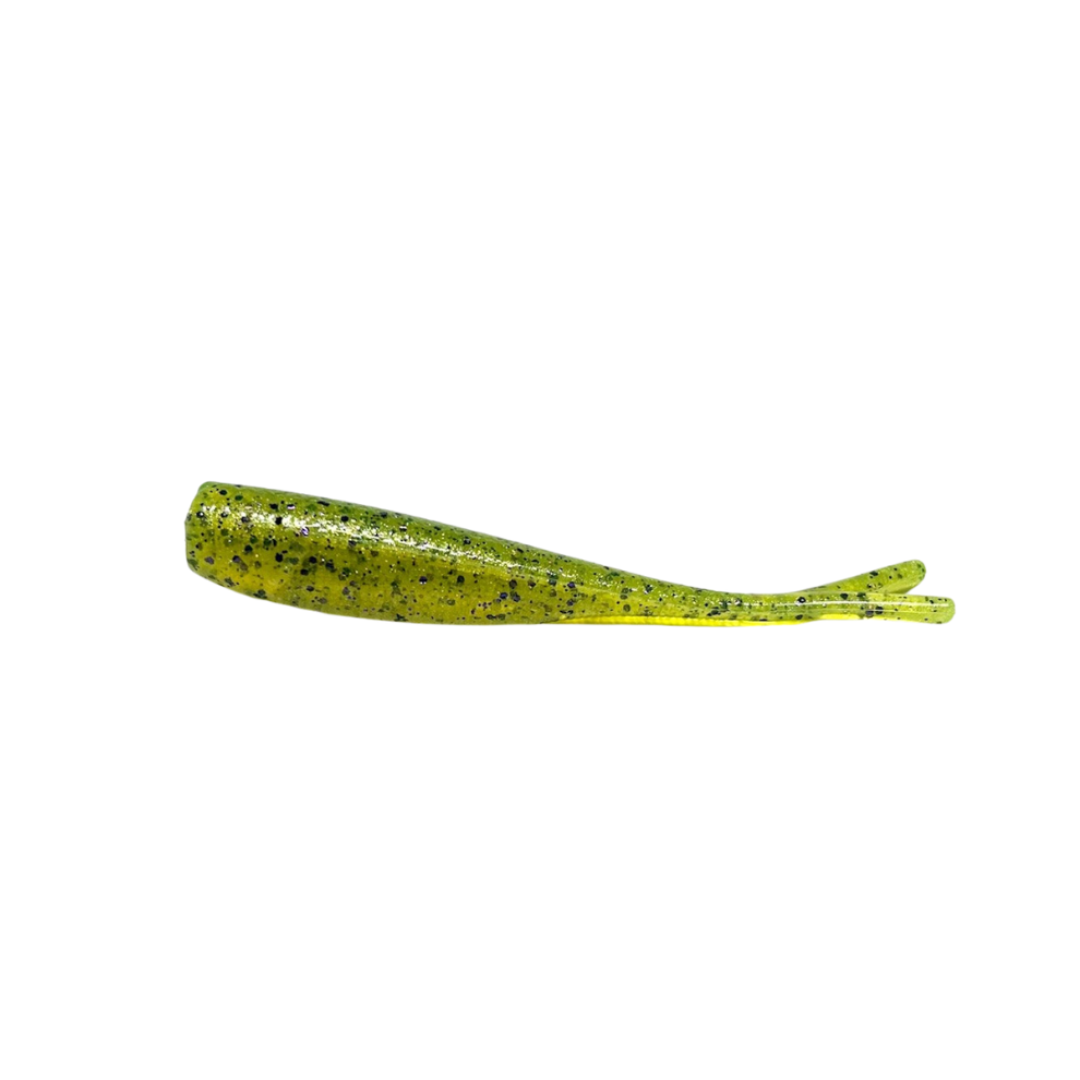 4" Split Tail Shad - Chartreuse Purple