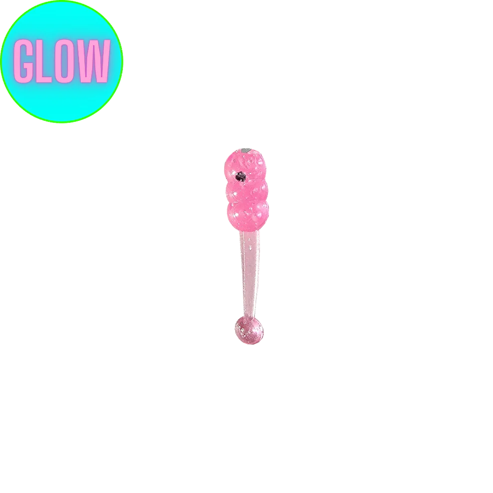 Pink glowing stick with 'GLOW' label on a white background
